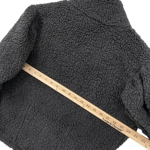 Express Jacket Womens Small Gray Sherpa Faux Long Sleeve Mock Neck Full Zip - Picture 11 of 14